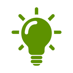 Green light bulb icon for ideas