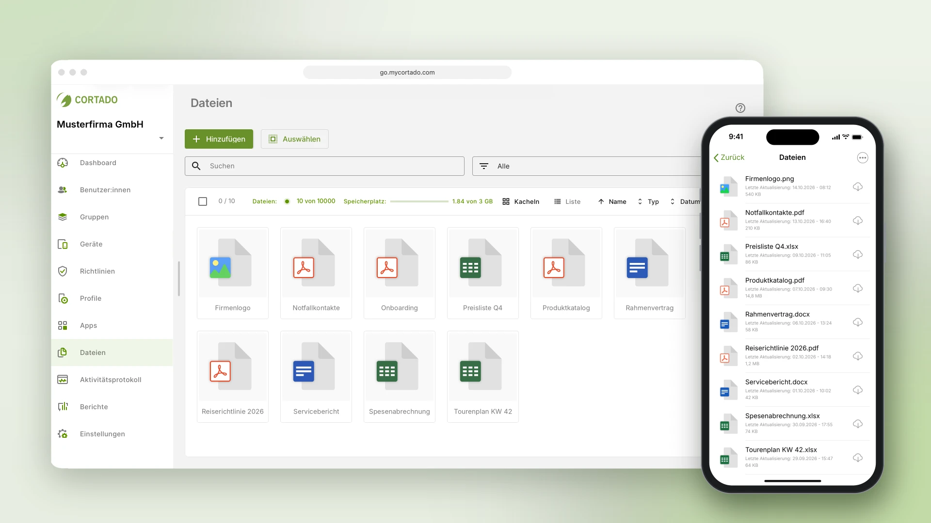 Datei-Management im neuen Cortado-Verwaltungsportal und in der Cortado-App
