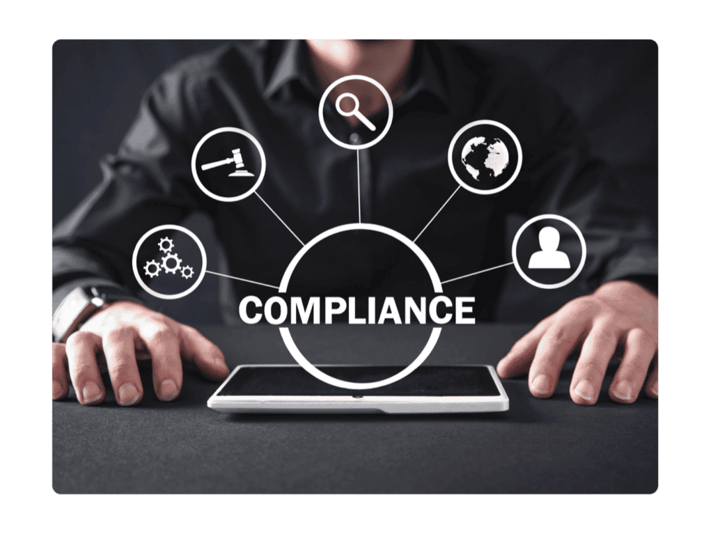 Tablet on a table with the headline "Compliance".