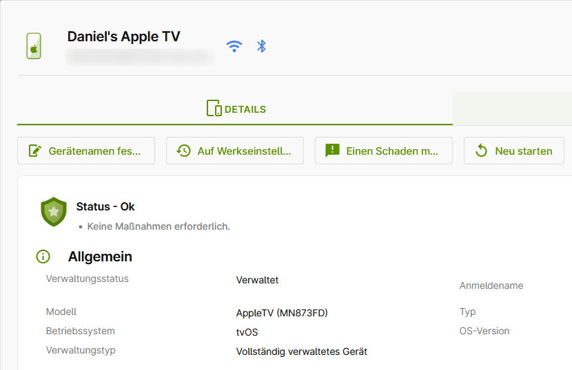 Apple TV Geräteverwaltung in der neuen Cortado MDM Benutzeroberfläche