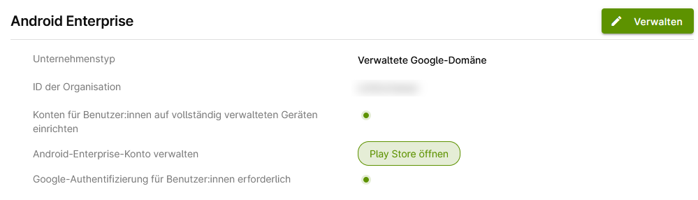 Einrichtung von Android Enterprise mit verwalteter Google-Domäne in Cortado MDM