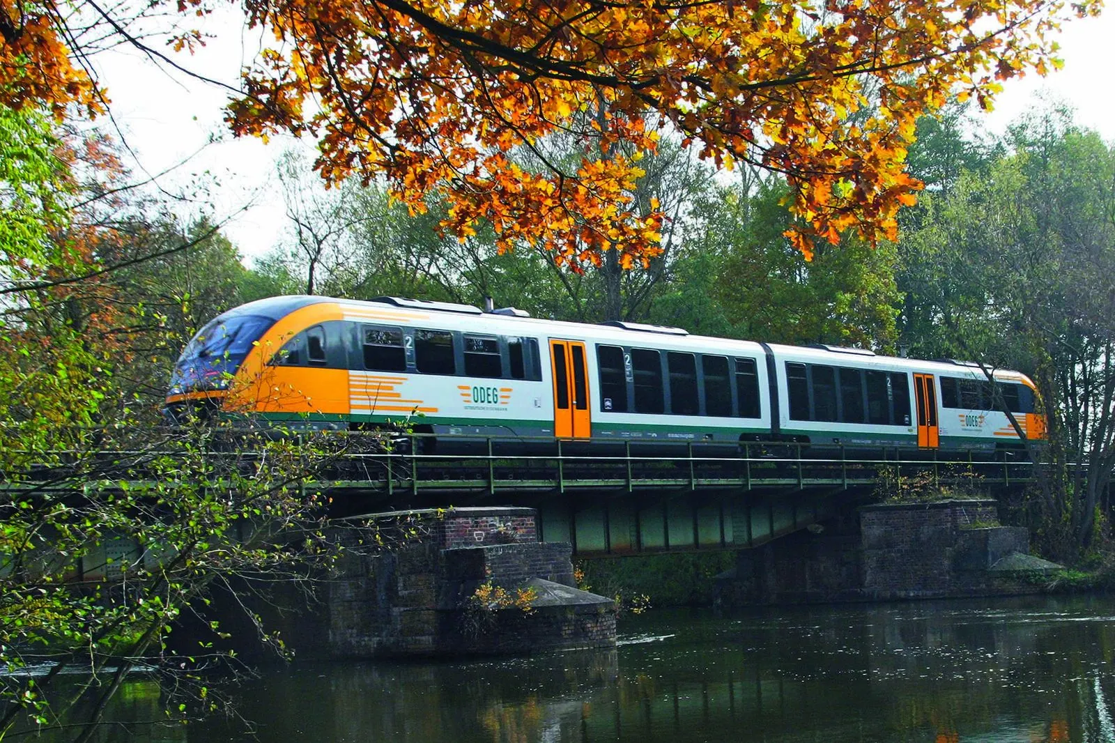 ODEG train in an autumn landscape