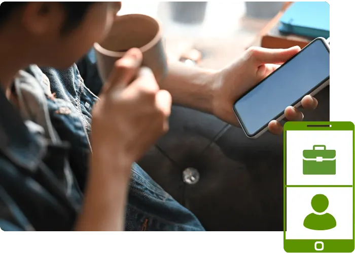 Smartphone showing separation of personal and business apps
