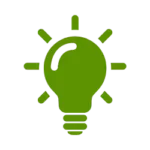 Green light bulb icon for how it works and ideas