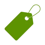 Green price tag icon for plans and pricing