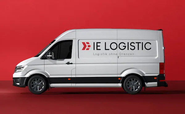 White van from IE Logistic on the road