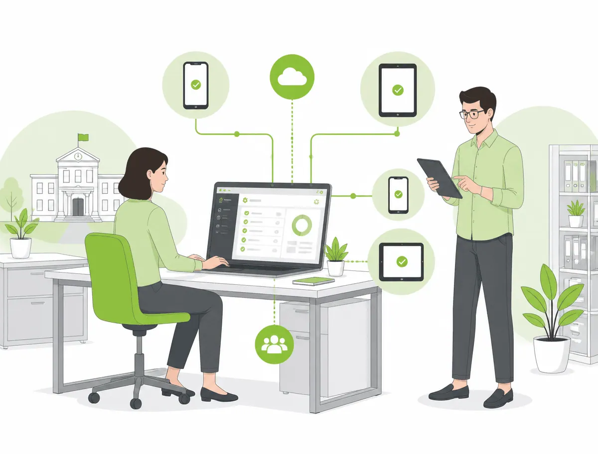 Public administration staff set up smartphones and tablets centrally through an administration portal
