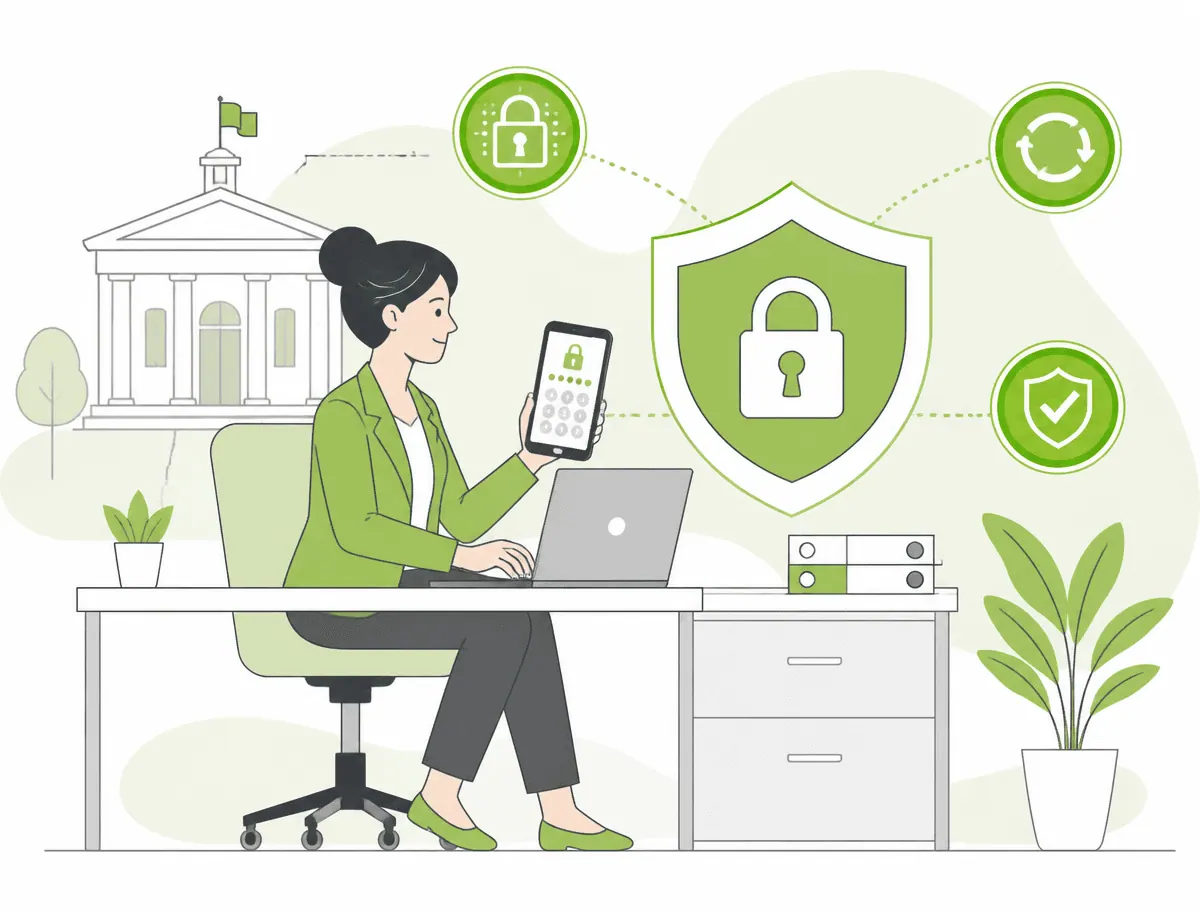 A public administration employee enforces security policies for mobile devices