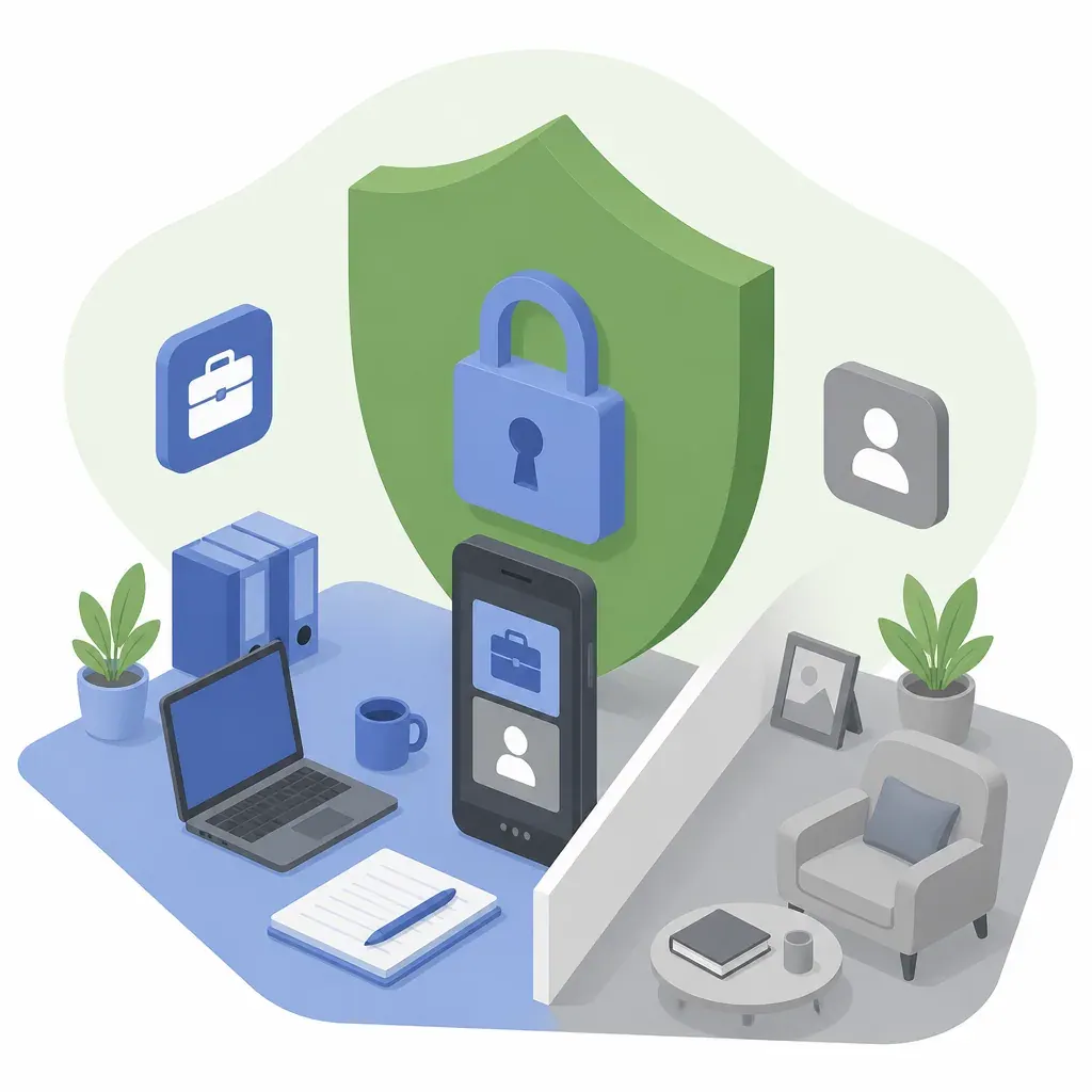 Protective shield with lock and separate work and personal areas