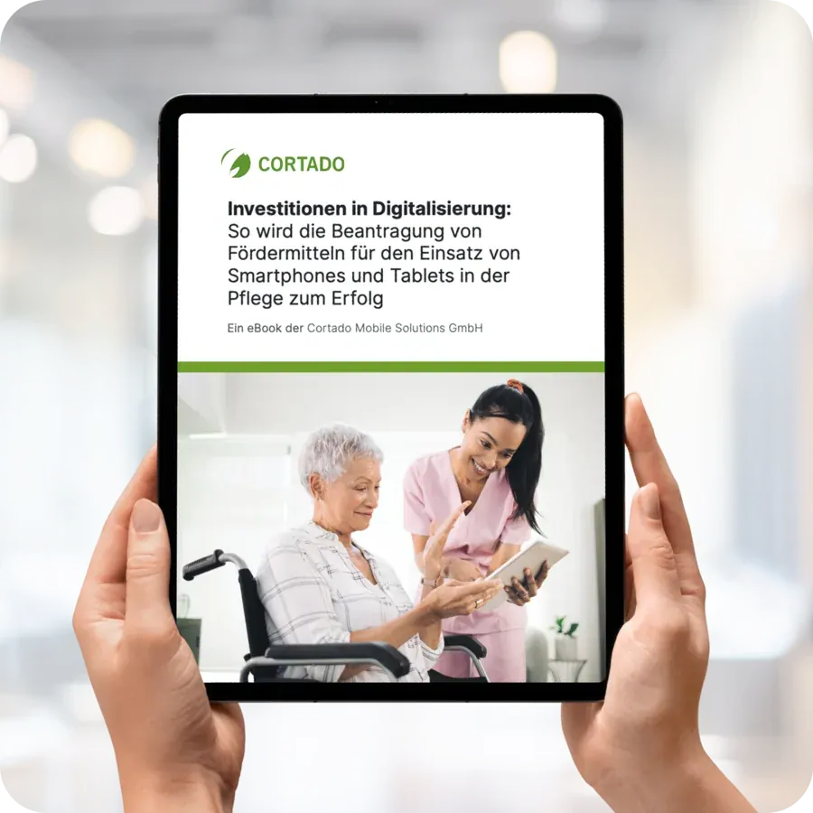 Cover des eBooks „Förderkompass für Smartphones und Tablets in der Pflege“