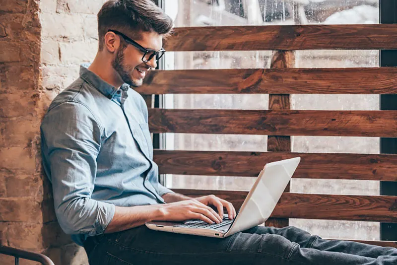 Blogger working on a laptop