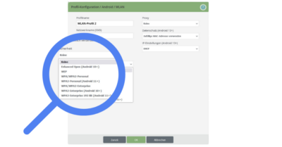 WLAN-Profilkonfiguration für Android in Cortado MDM