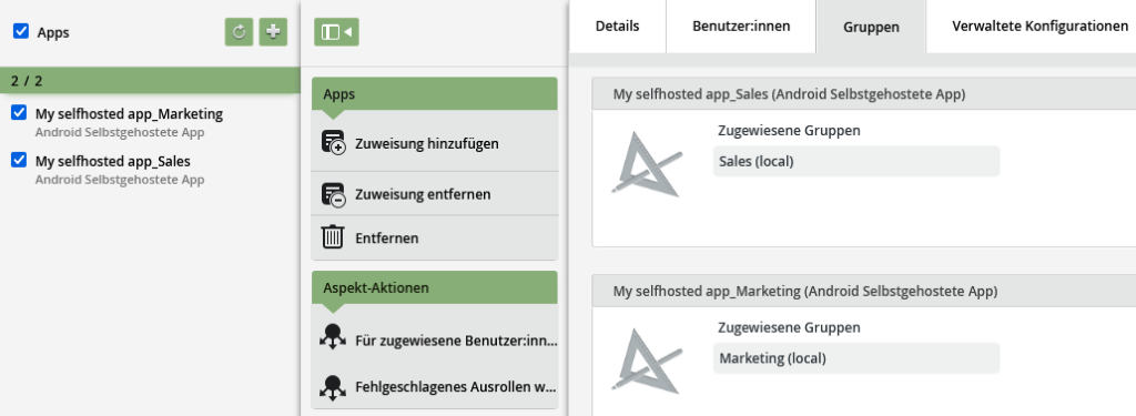 gleiche App mehrfach hochgeladen und konfiguriert