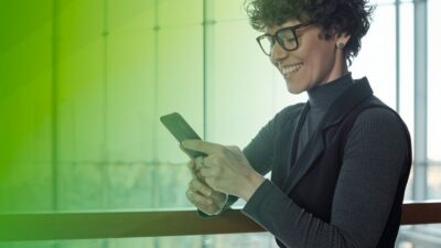 Employee working with smartphone