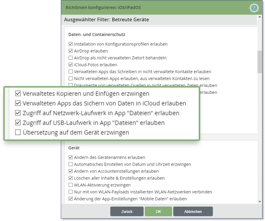 Neue iOS 15 Sicherheitsrichtlinien