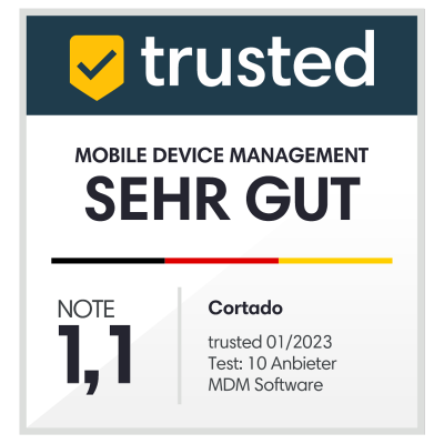 Trusted-Note "Sehr gut" im Mobile-Device-Management-Vergleich 2023 - Badge
